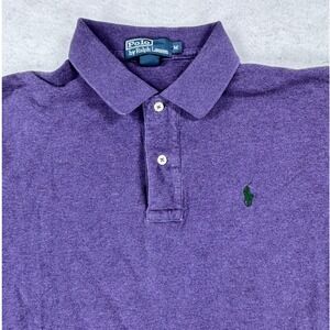 Polo Ralph Lauren Mens Medium Purple Short Sleeve Cotton Polo Shirt Green Pony